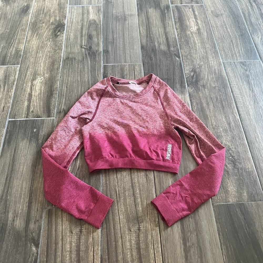 Gymshark Crop Top Pink Red Workout Shirt Size XS